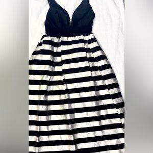 Elegant Black and White Striped Dress